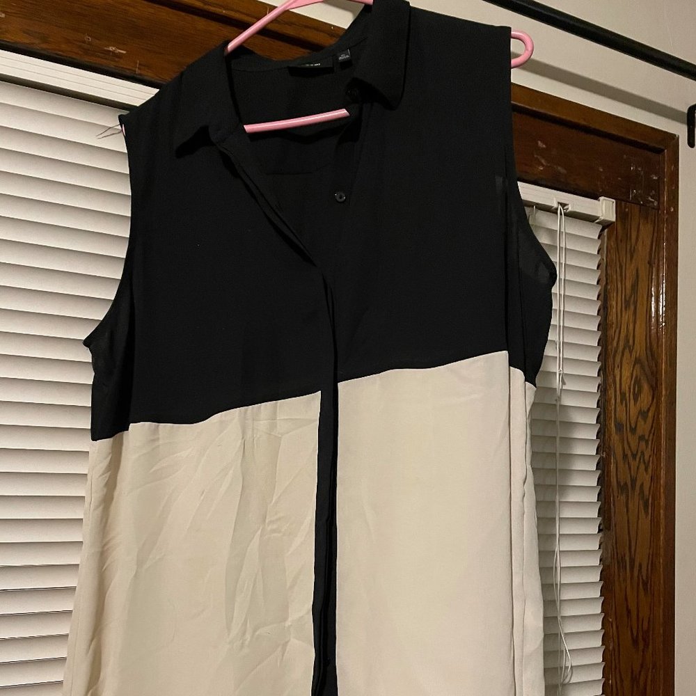 Apt 9 Black and Cream Chiffon Tank Top